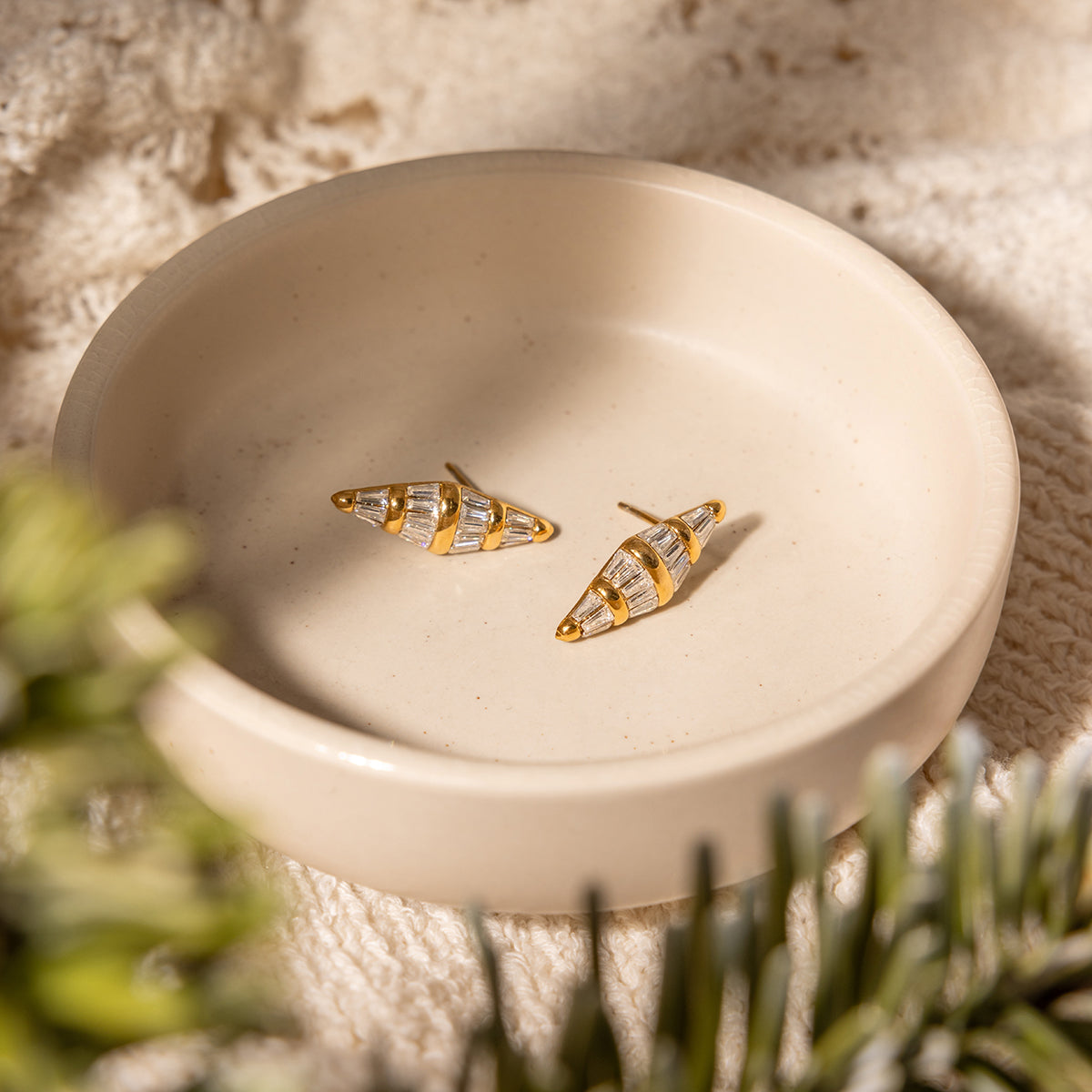 Cypress Rhombus Baguette Stud Earrings