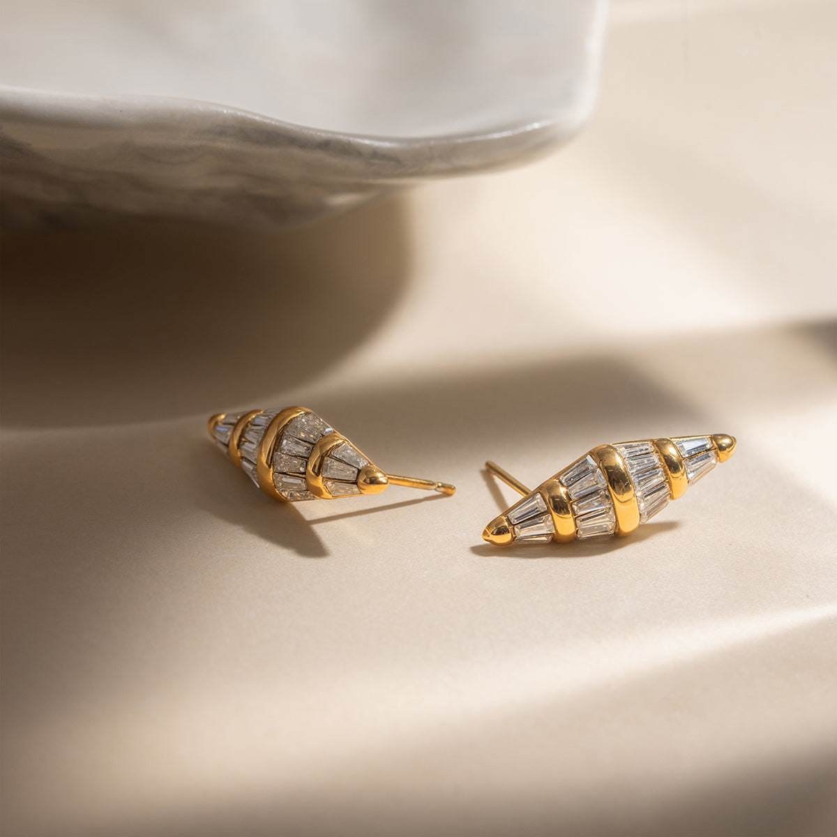 Cypress Rhombus Baguette Stud Earrings