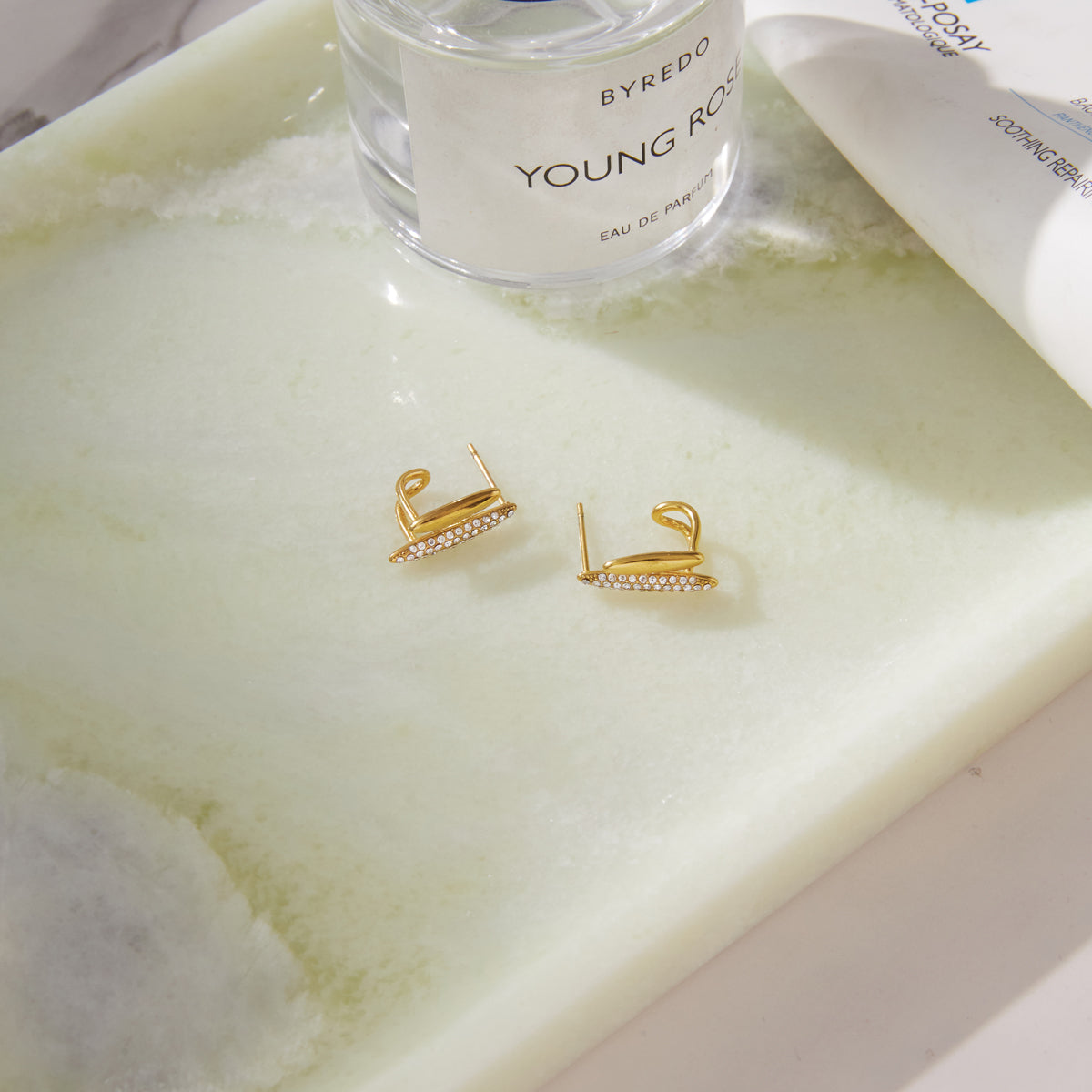 Menorca Pavé Double Bar Earrings