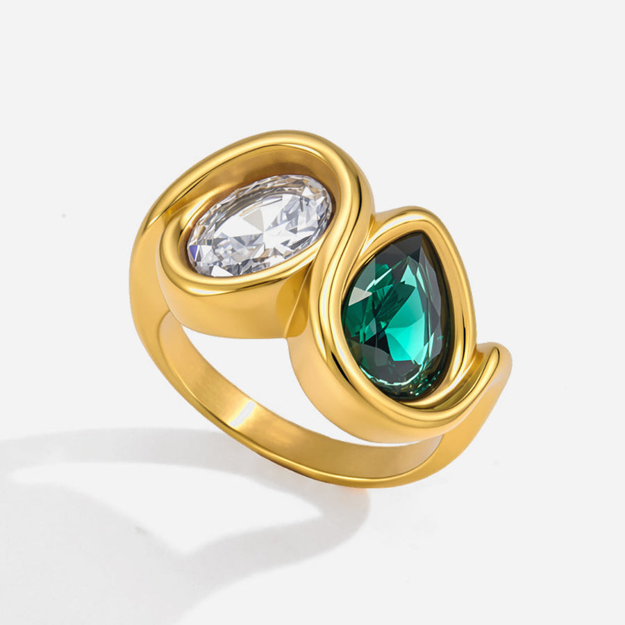 Levante Green Teardrop Duo Ring
