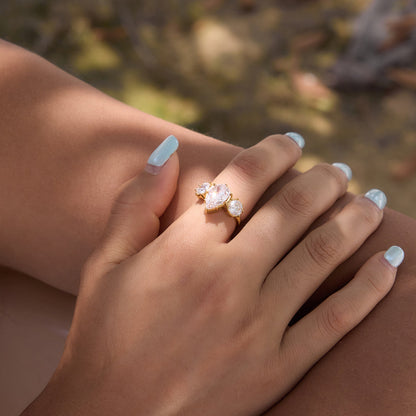 Solstice Teardrop Trio Ring