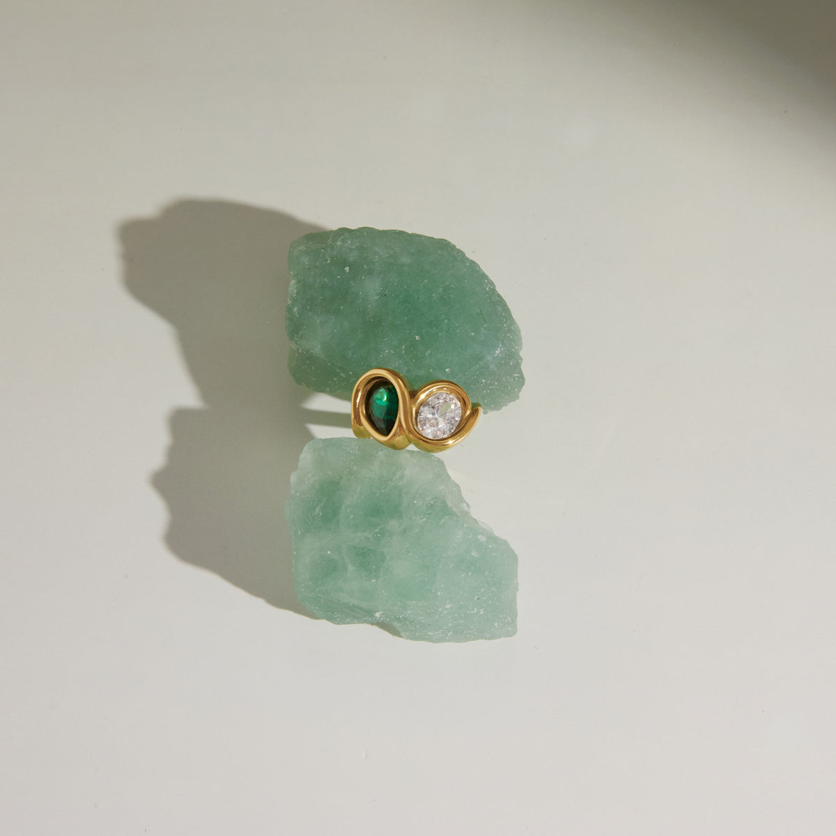 Levante Green Teardrop Duo Ring