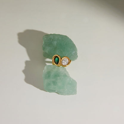 Levante Green Teardrop Duo Ring
