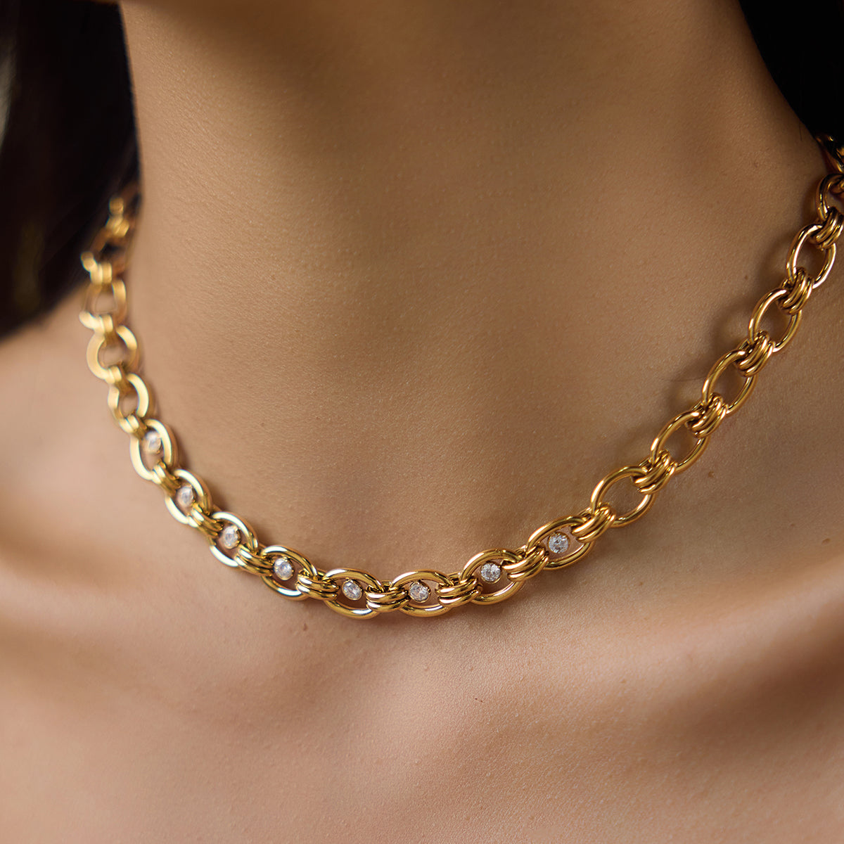 Marea Chunky Zirconia Chain Necklace