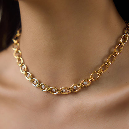 Marea Chunky Zirconia Chain Necklace