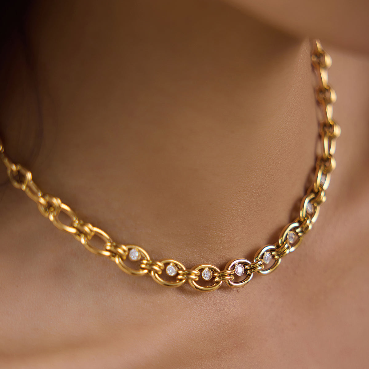 Marea Chunky Zirconia Chain Necklace