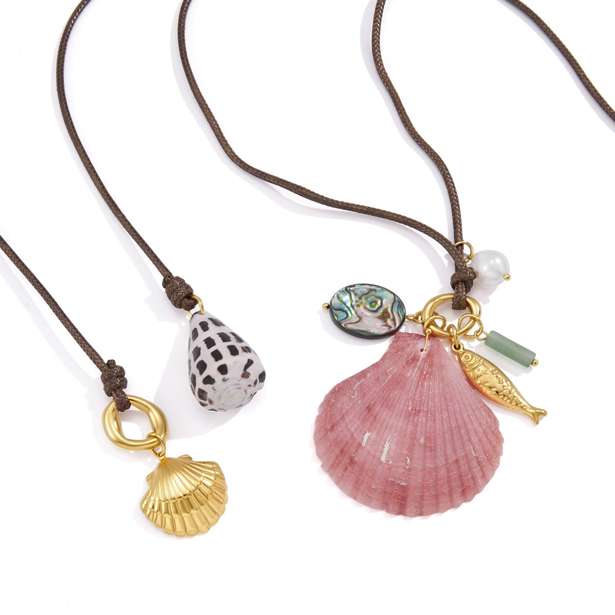 Cala Shell and Conch Cord Necklace