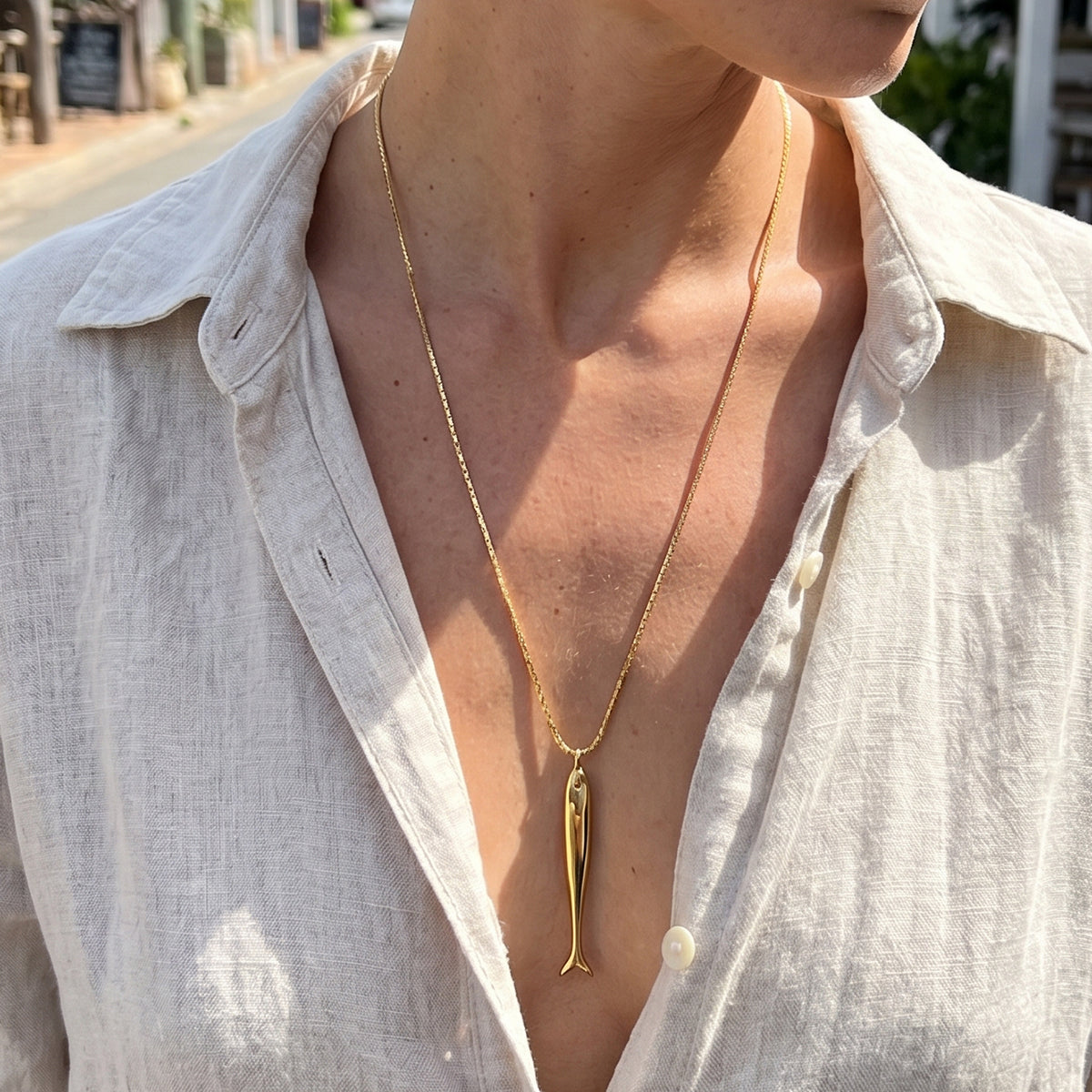 Salt Air Long Fish Pendant Necklace