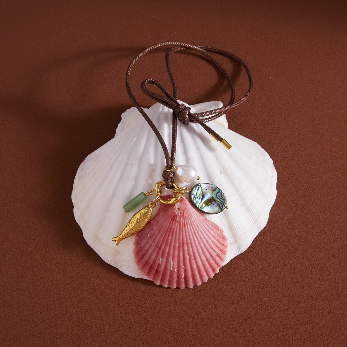 Cala Shell and Conch Cord Necklace