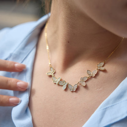 Zephyr Butterfly Cluster Necklace