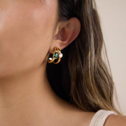 Olive Grove Double C Stud Earrings