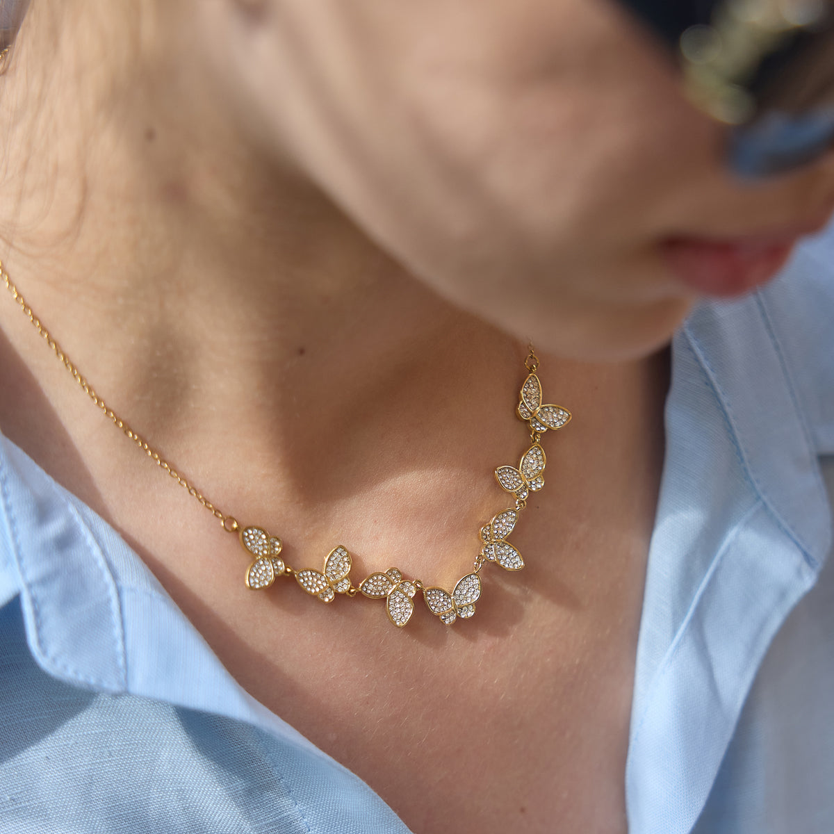 Zephyr Butterfly Cluster Necklace
