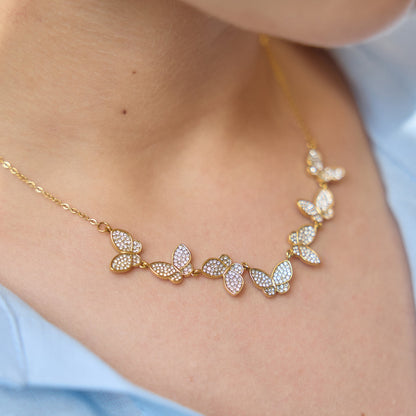 Zephyr Butterfly Cluster Necklace