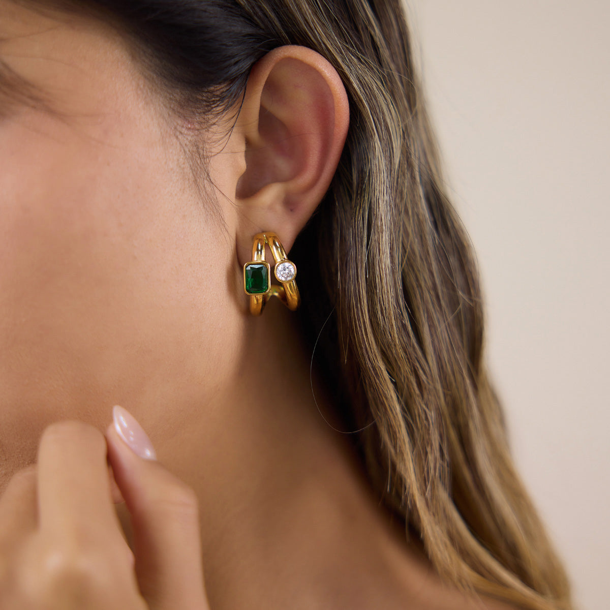 Olive Grove Double C Stud Earrings
