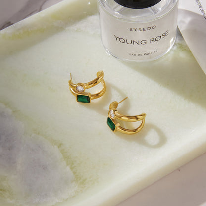 Olive Grove Double C Stud Earrings