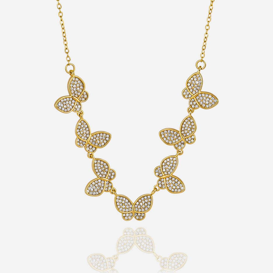 Zephyr Butterfly Cluster Necklace