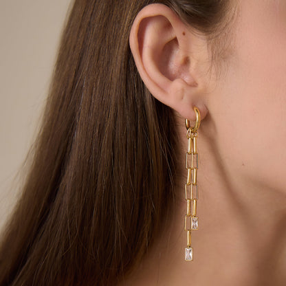Meltemi Baguette Chain Tassel Earrings
