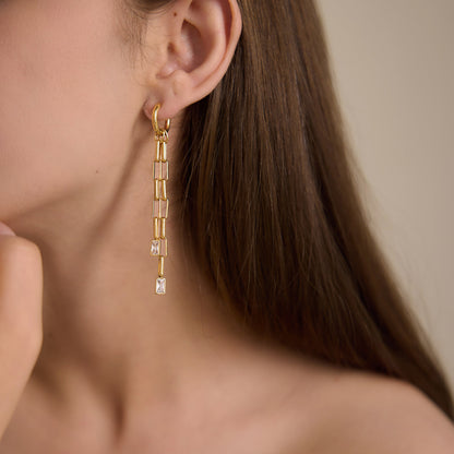 Meltemi Baguette Chain Tassel Earrings
