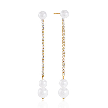 Vela Long Pearl Tassel Earrings