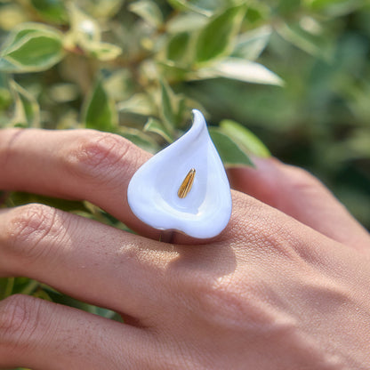 Alba White Calla Lily Ring