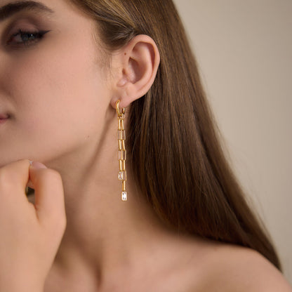 Meltemi Baguette Chain Tassel Earrings