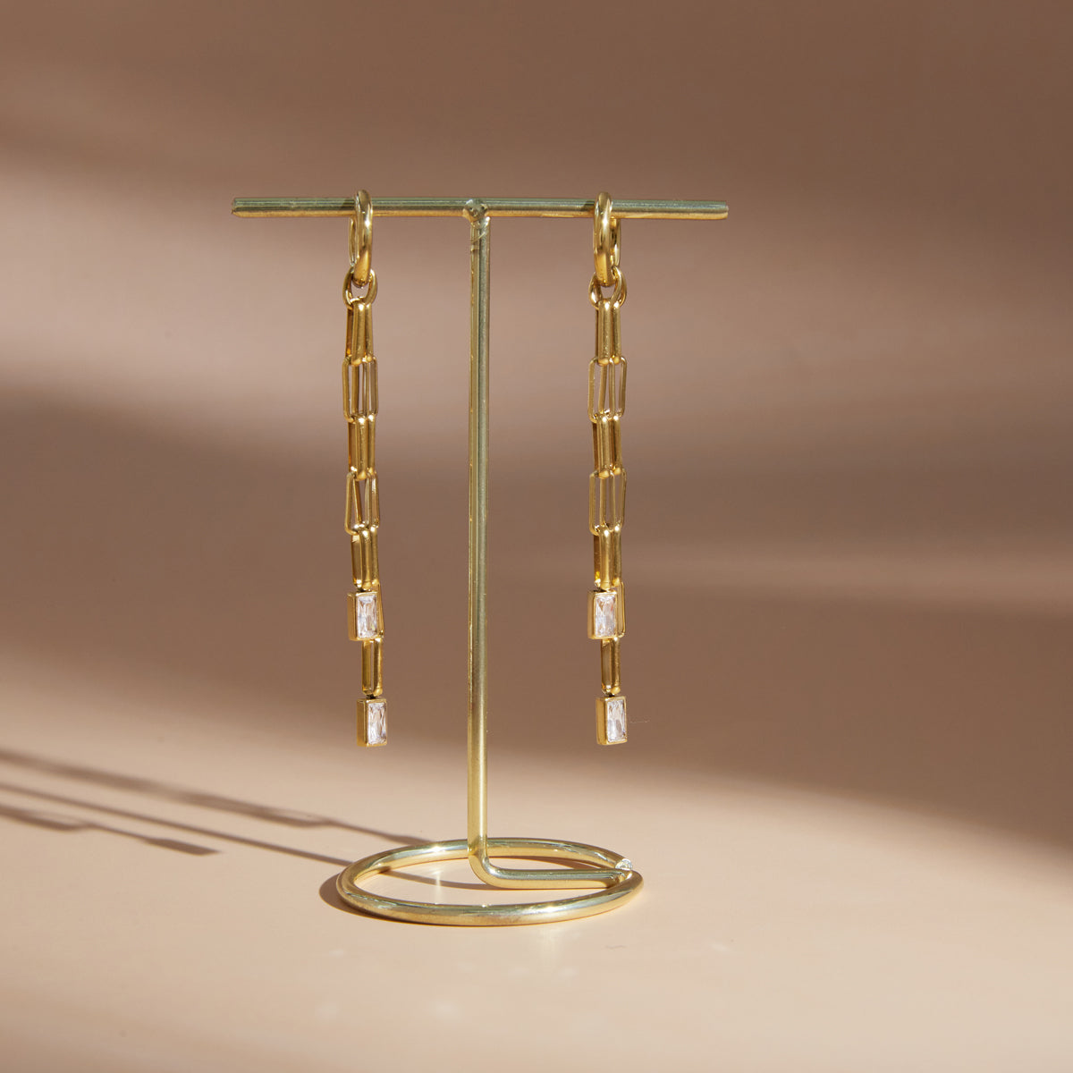 Meltemi Baguette Chain Tassel Earrings