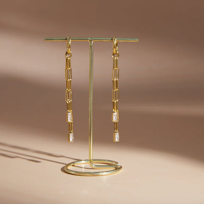 Meltemi Baguette Chain Tassel Earrings