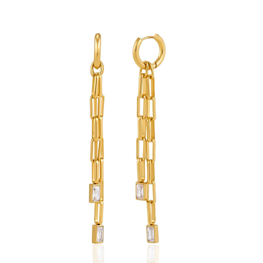 Meltemi Baguette Chain Tassel Earrings