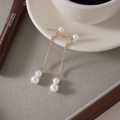 Vela Long Pearl Tassel Earrings