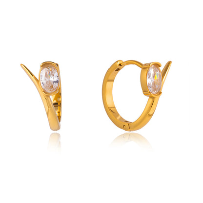 Dune Oval Crystal Huggie Earrings