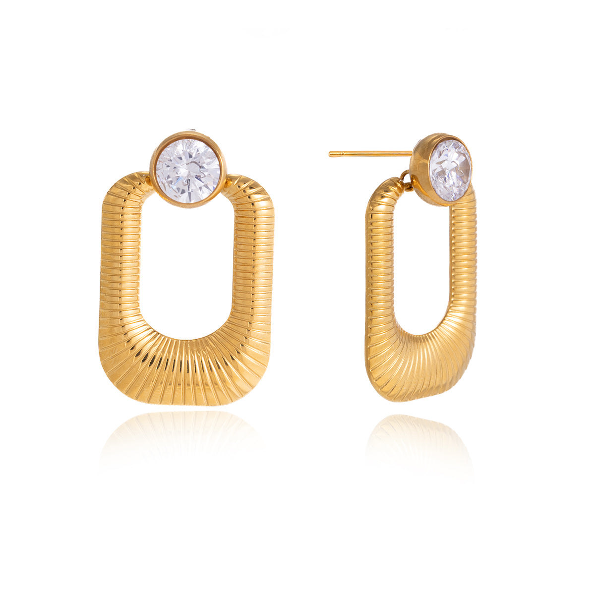 Dune Ribbed Rectangle Drop Earrings