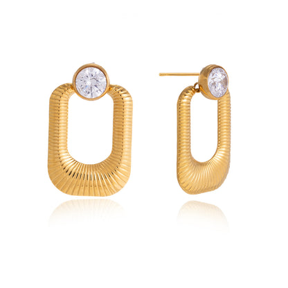 Dune Ribbed Rectangle Drop Earrings