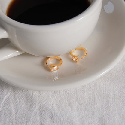 Dune Oval Crystal Huggie Earrings