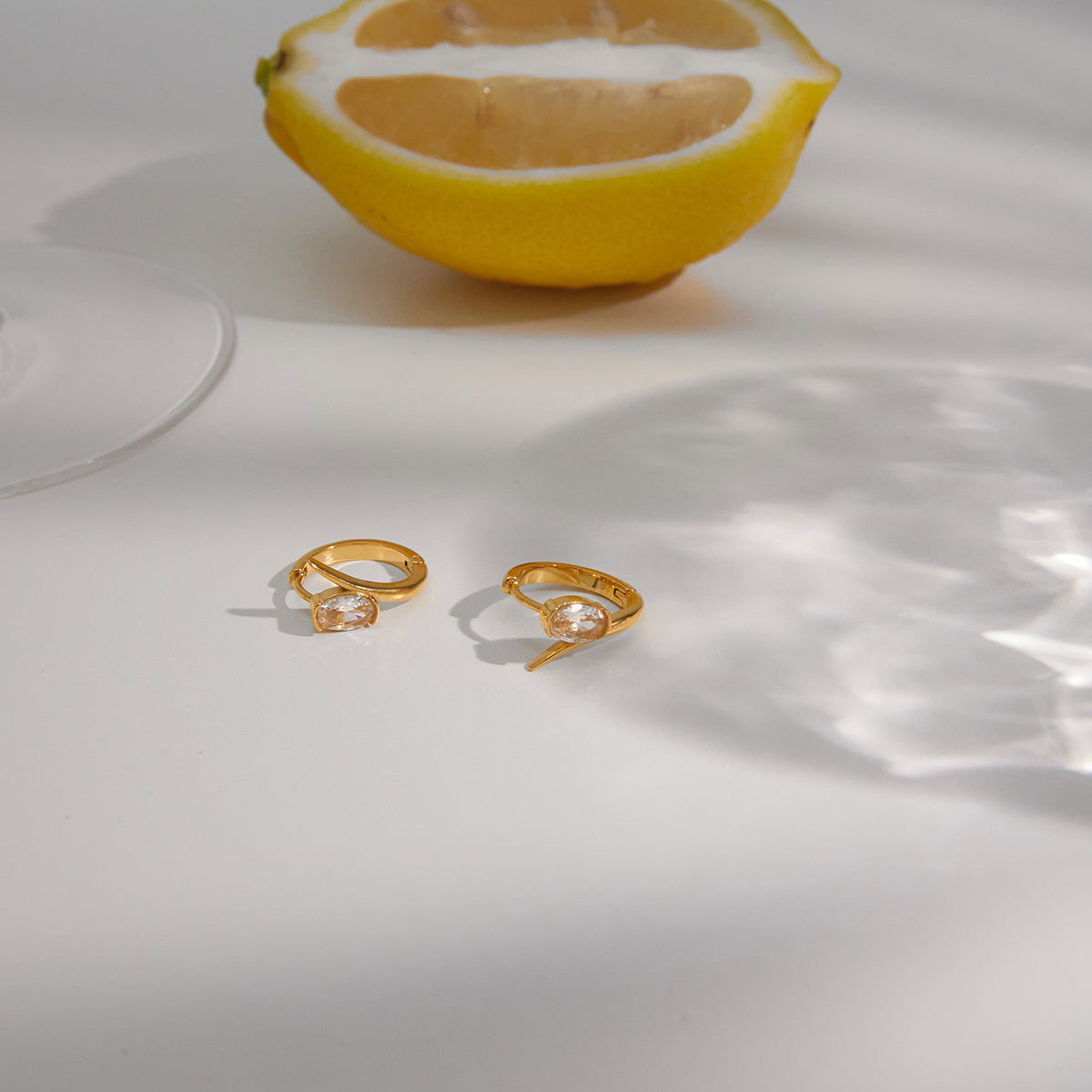 Dune Oval Crystal Huggie Earrings