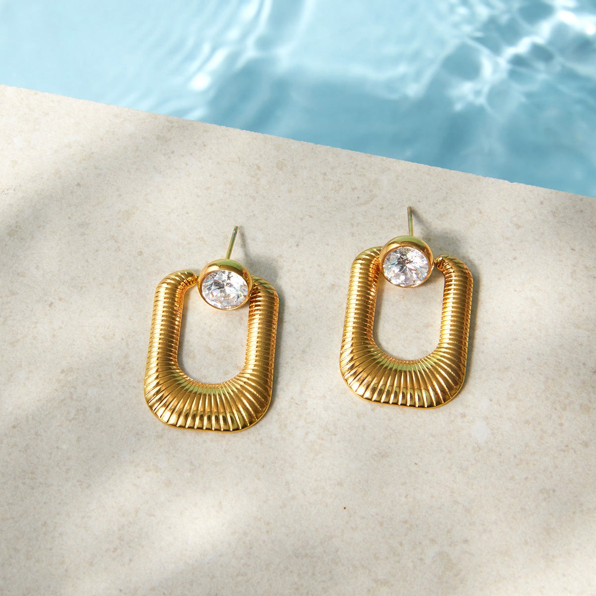 Dune Ribbed Rectangle Drop Earrings