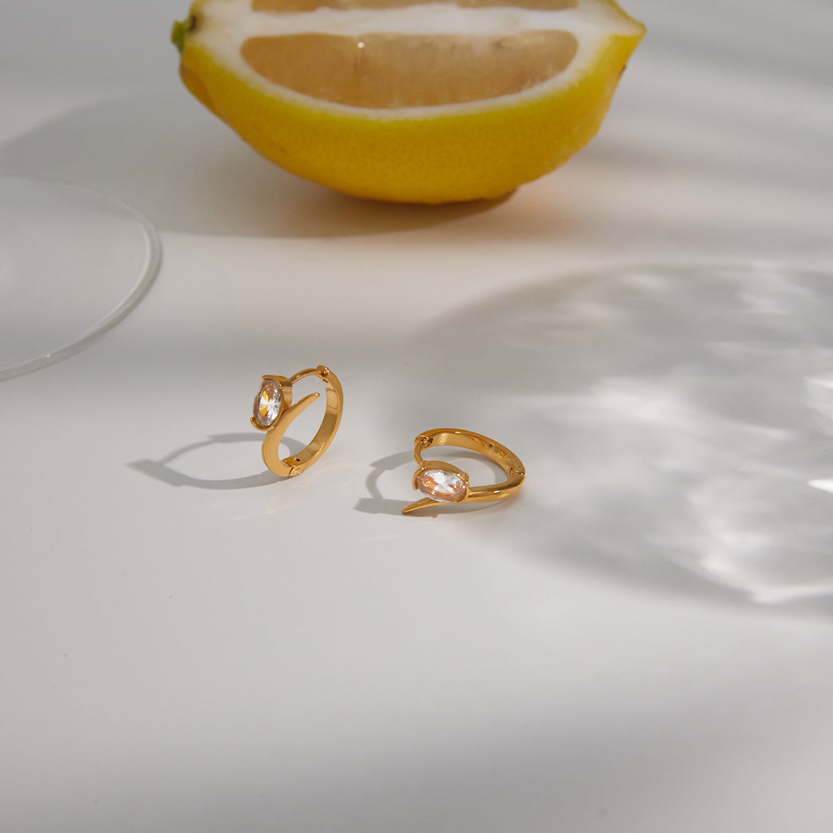 Dune Oval Crystal Huggie Earrings