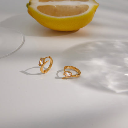 Dune Oval Crystal Huggie Earrings