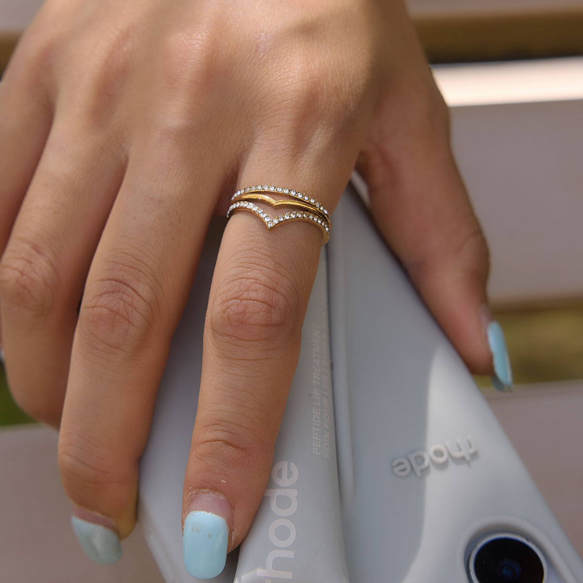 Mistral Double Chevron Pavé Ring