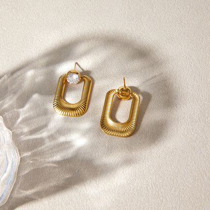 Dune Ribbed Rectangle Drop Earrings