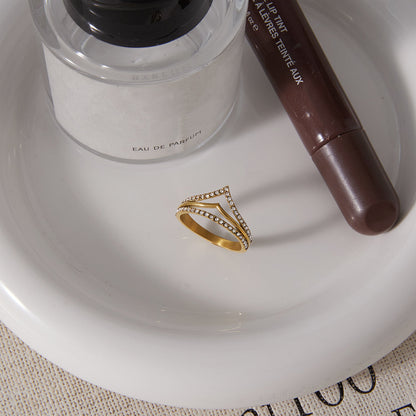 Mistral Double Chevron Pavé Ring