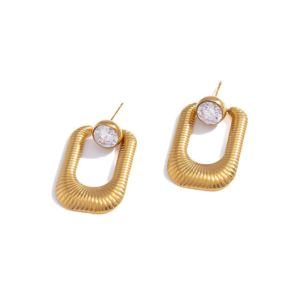 Dune Ribbed Rectangle Drop Earrings