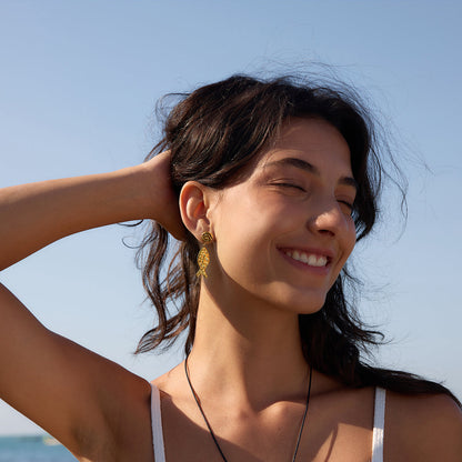 Levante Hammered Fish Drop Earrings