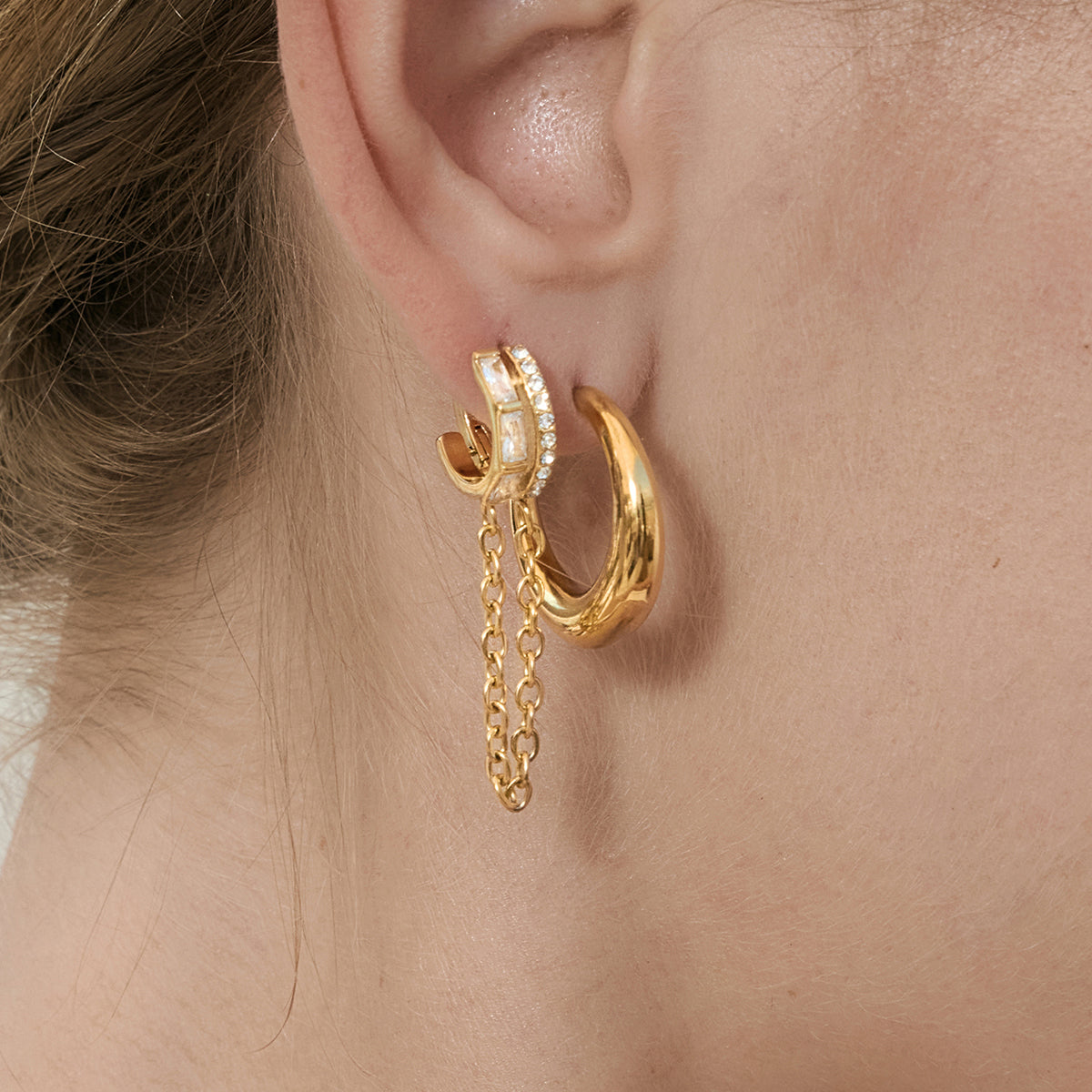 Lumen Double-Row Huggie Earrings
