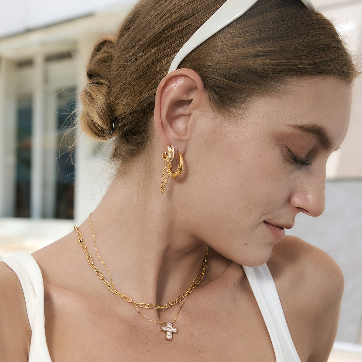 Lumen Double-Row Huggie Earrings