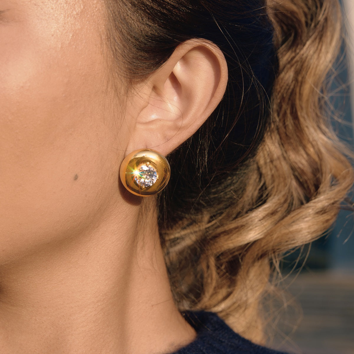 Dune Domed Solitaire Stud Earrings