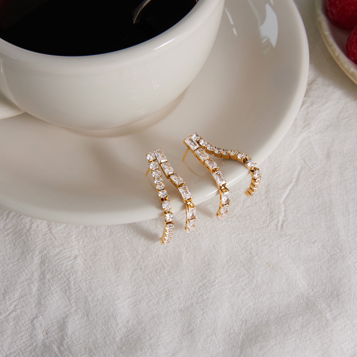 Ostro Crystal Ribbon Drop Earrings