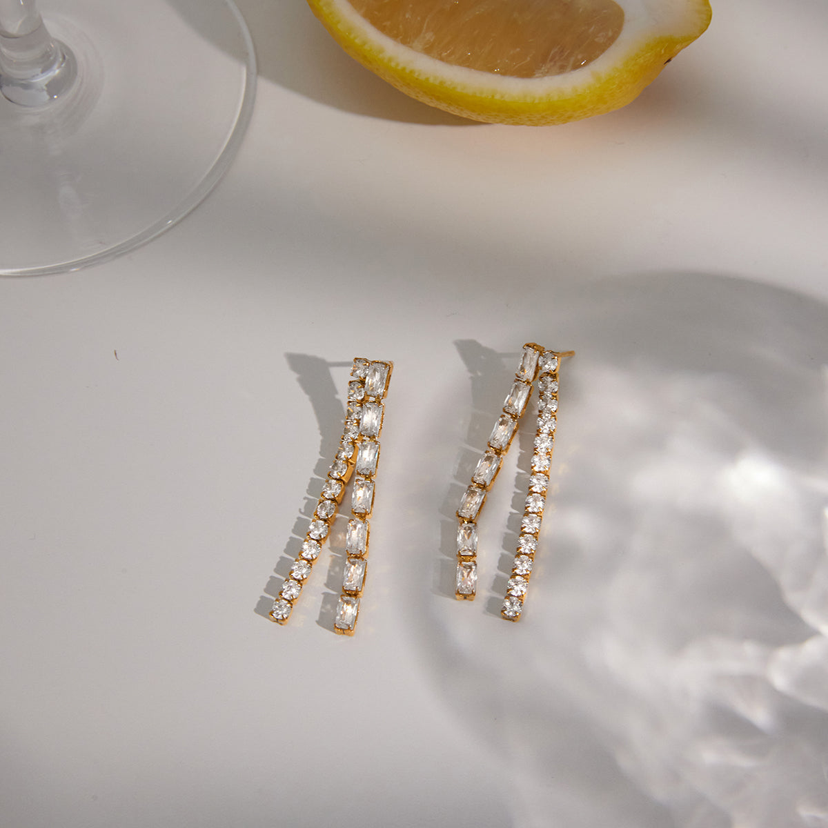 Ostro Crystal Ribbon Drop Earrings