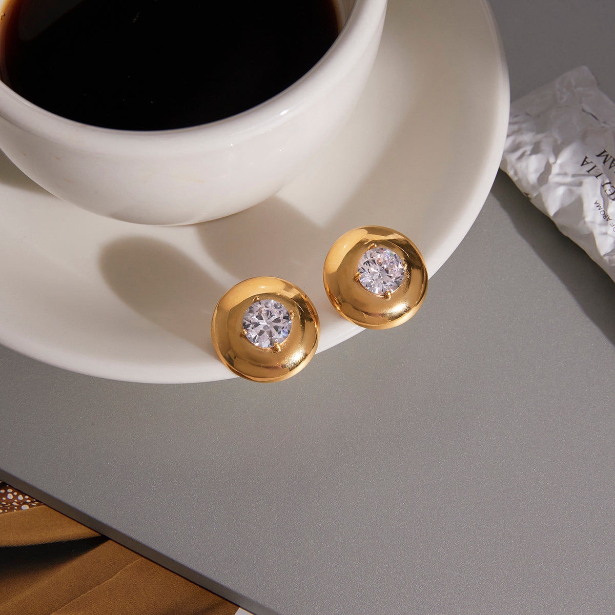 Dune Domed Solitaire Stud Earrings