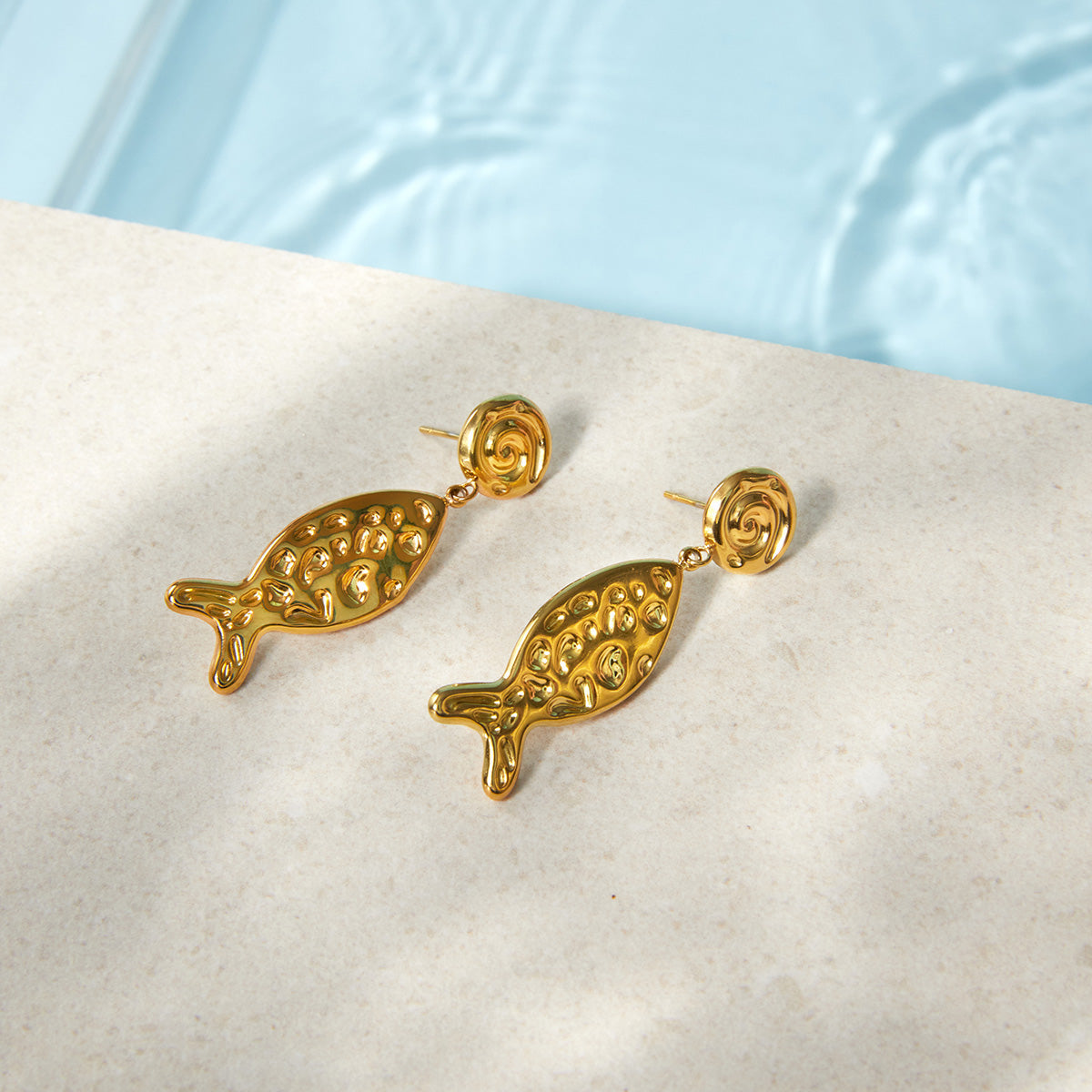Levante Hammered Fish Drop Earrings