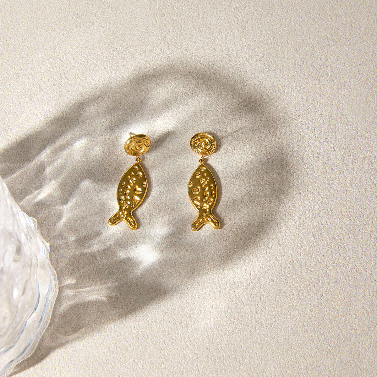 Levante Hammered Fish Drop Earrings